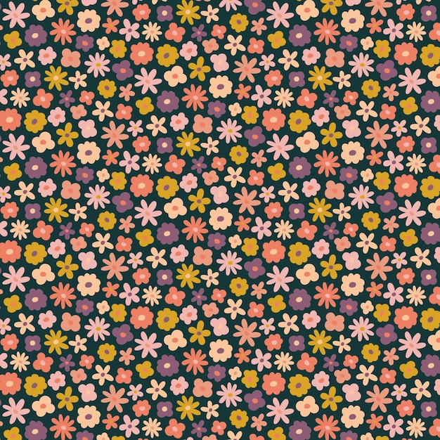 Flat design small flowers pattern design