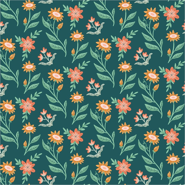 Free vector flat design small flowers pattern design