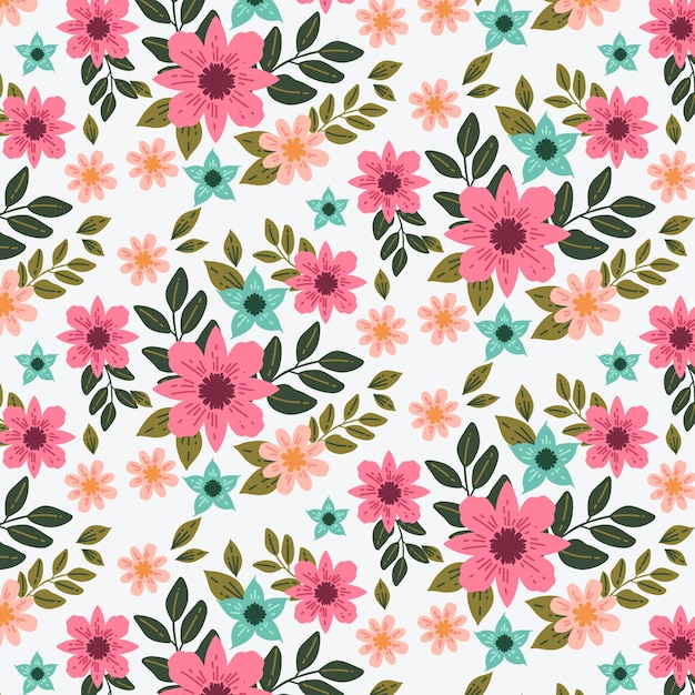 Flat design small flowers pattern design