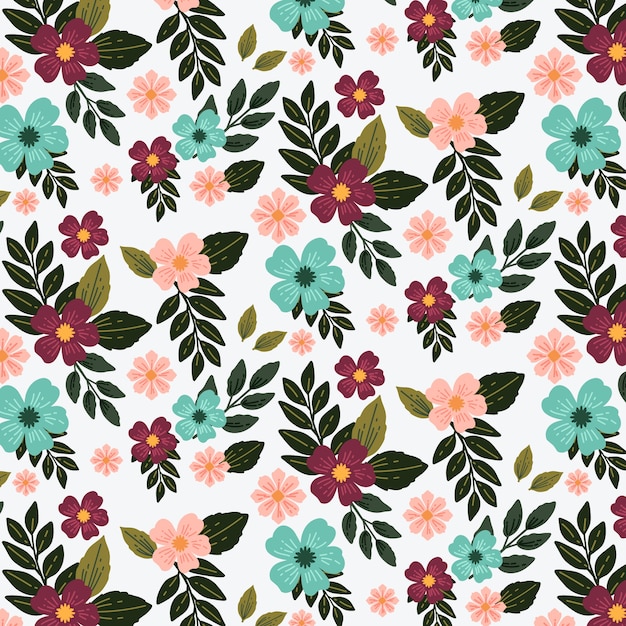 Flat design small flowers pattern design