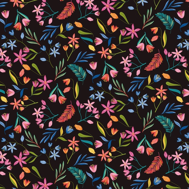 Free vector flat design small flowers pattern design