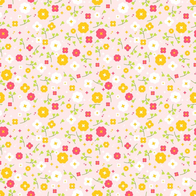 Flat design small flowers pattern