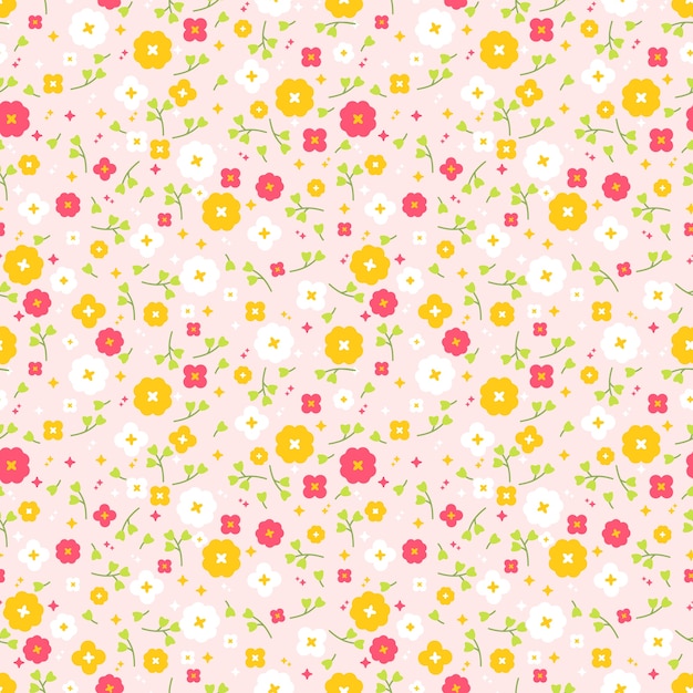 Flat design small flowers pattern