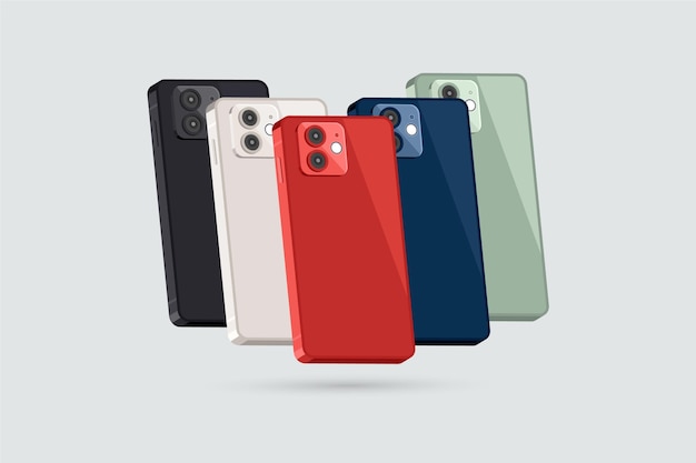 Flat design smartphone in different colors