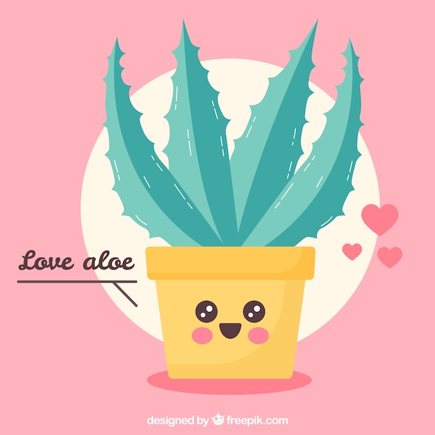 Flat design smiley aloe background