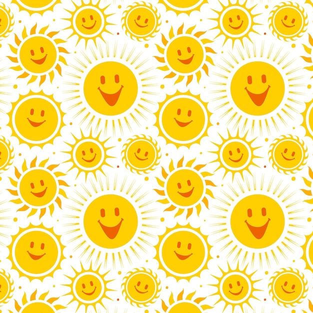 無料ベクター フラットなデザインのスマイリー太陽のパターン