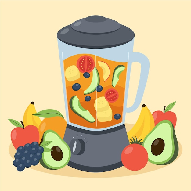 Free vector flat design smoothies in blender glass