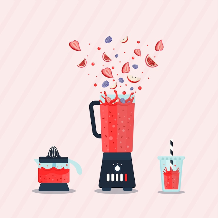 Free Vector flat design smoothies in blender glass