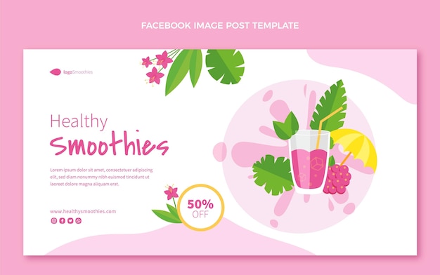 Free vector flat design smoothies facebook post