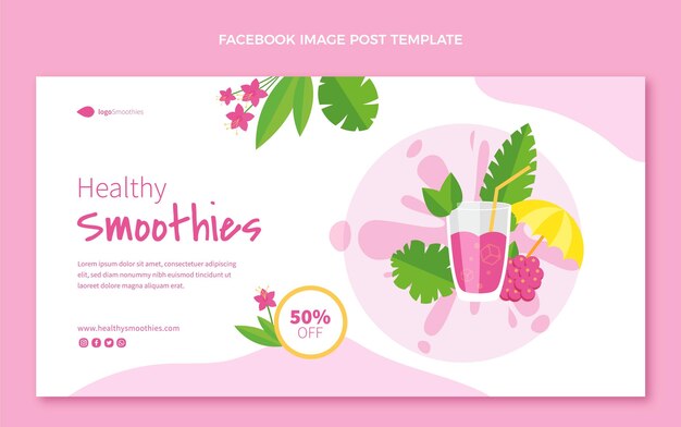 Flat design smoothies facebook post