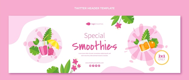 Free vector flat design smoothies twitter header