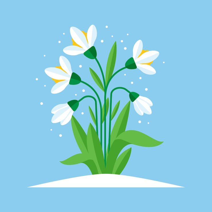 Free Vector flat design snowdrop illustration