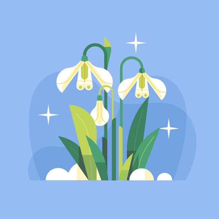 Free Vector flat design snowdrop illustration