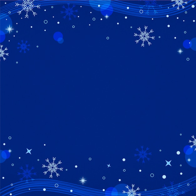 Flat design snowflake border blue background