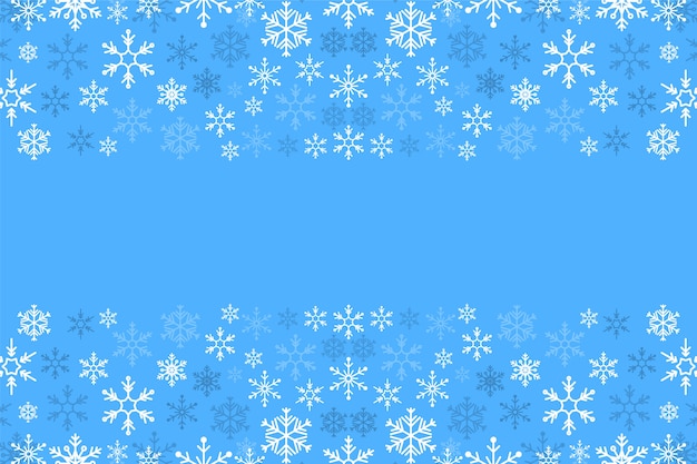 Flat design snowflake border blue background