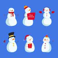 Free vector flat design snowman character collection