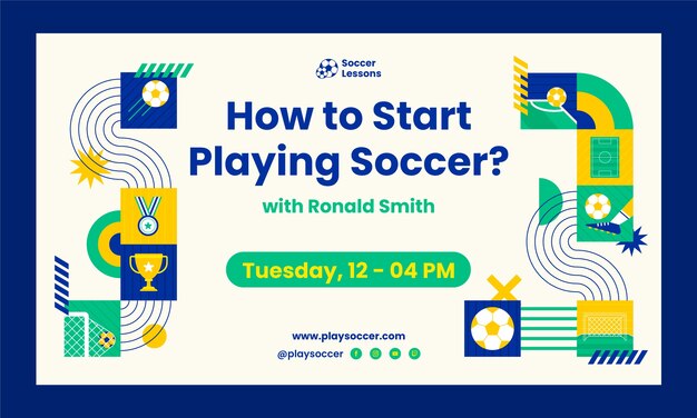 Flat design soccer geometric webinar template