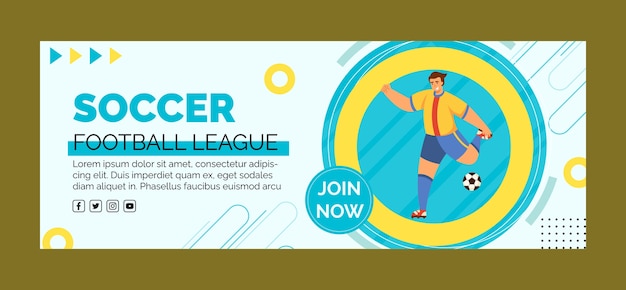 Free vector flat design soccer league facebook cover