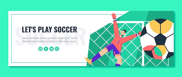 Free vector flat design soccer twitter header template