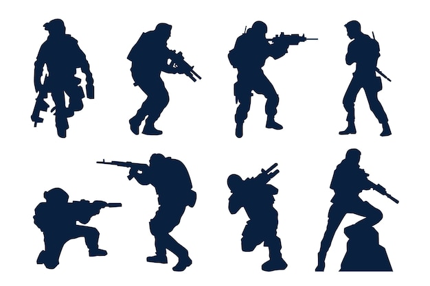 Flat design soldier silhouette
