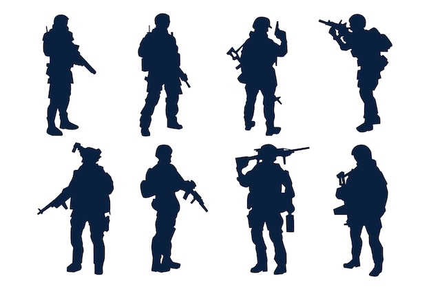 Flat design soldier silhouette