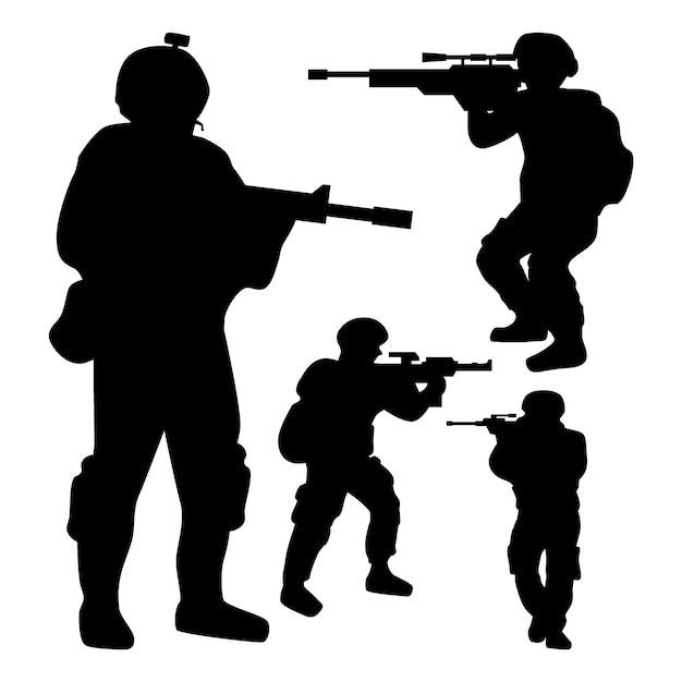 Бесплатное векторное изображение Плоский силуэт солдата