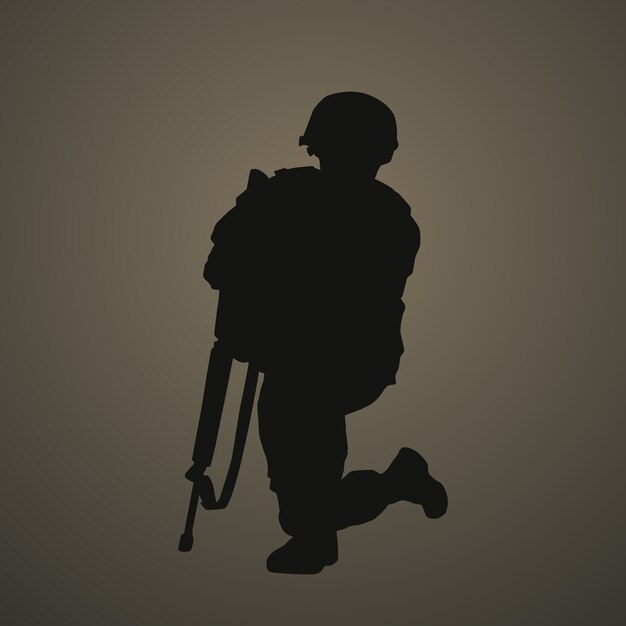 Flat design soldier silhouette