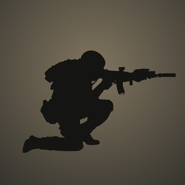 Flat design soldier silhouette