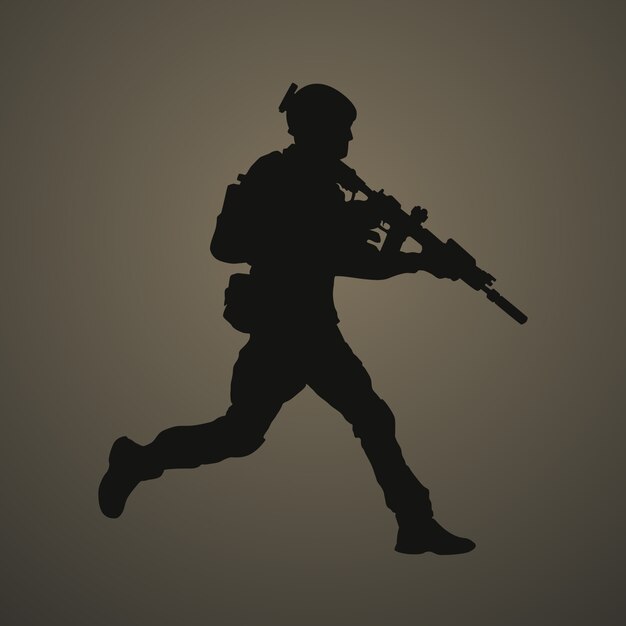 Flat design soldier silhouette