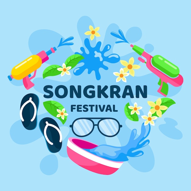 Flat design songkran celebration