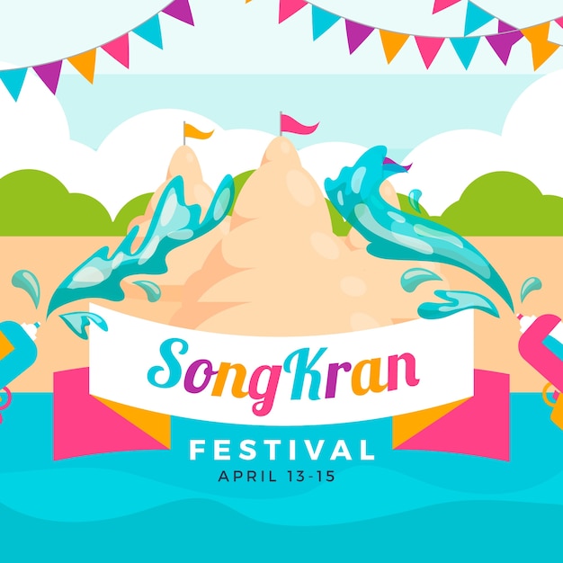 Free vector flat design songkran concept