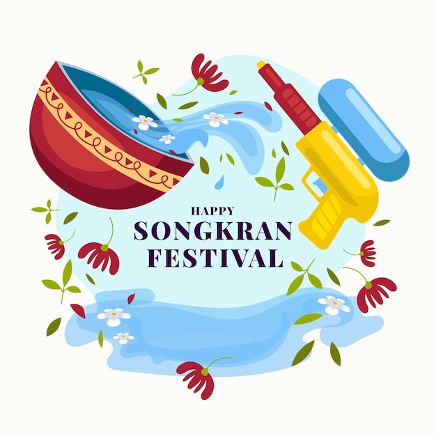 Flat design songkran concept