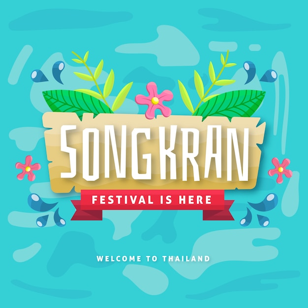 Flat design songkran concept