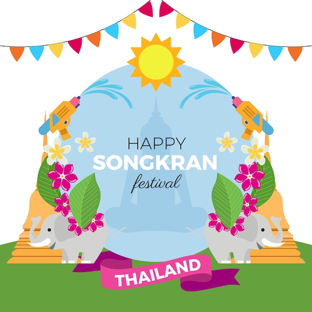 Evento del festival songkran dal design piatto