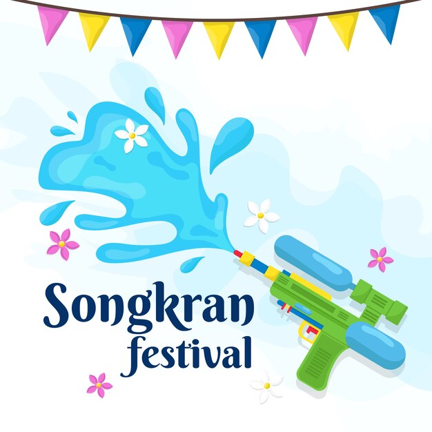 Flat design songkran festival