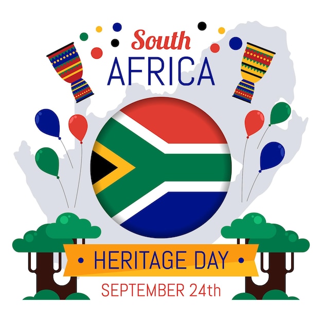 Free vector flat design south africa heritage day concept