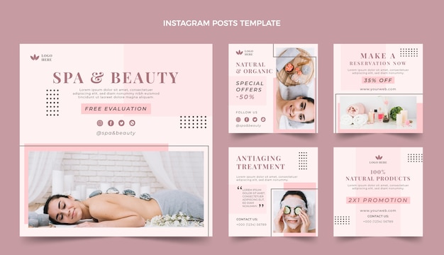Flat design spa and beauty facebook post