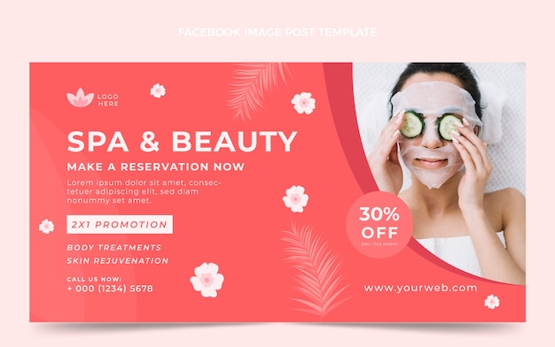 Post di facebook di design piatto spa e bellezza