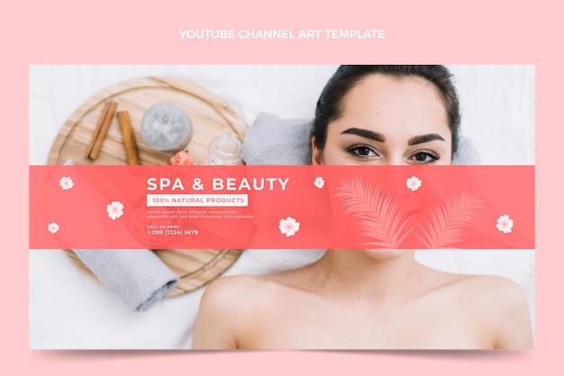 Free vector flat design spa and beauty youtube channel art