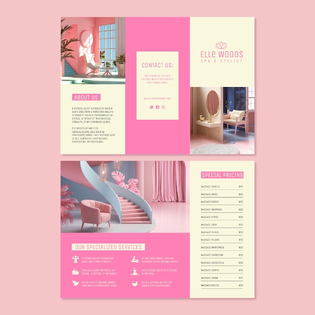 Free vector flat design spa brochure template