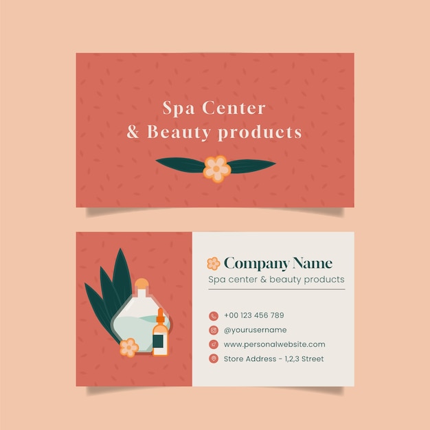 Flat design spa business card template