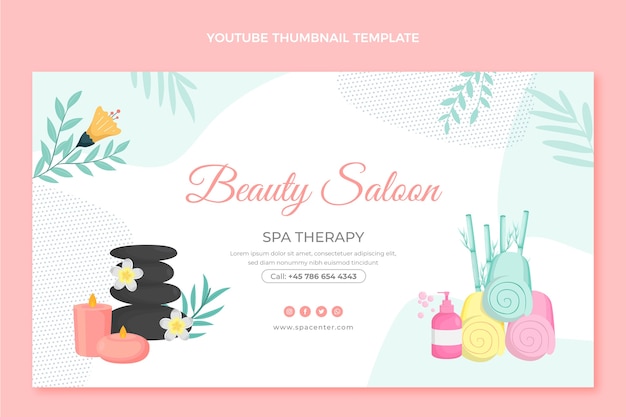 Free vector flat design spa center youtube thumbnail