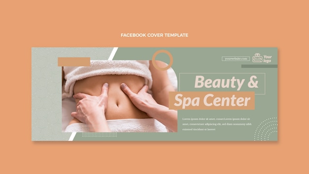 Vettore gratuito modello di copertina facebook di design piatto spa