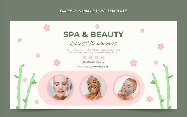 Free vector flat design spa facebook post template