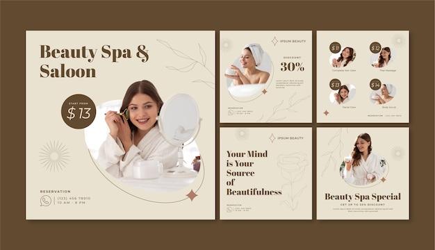 Free vector flat design spa instagram post