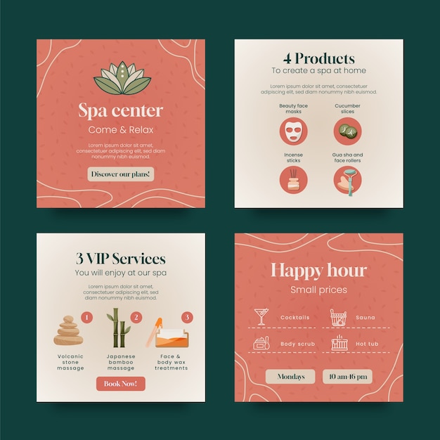 Free vector flat design spa instagram post