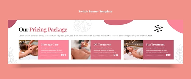 Free vector flat design spa offer twitch banner
