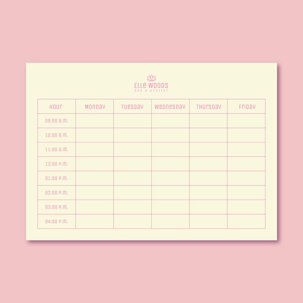 Free vector flat design spa schedule template