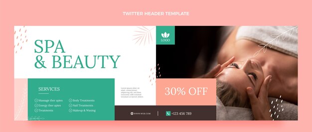 Free vector flat design spa services twitter header