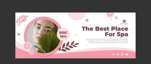 Flat design spa treatment facebook cover